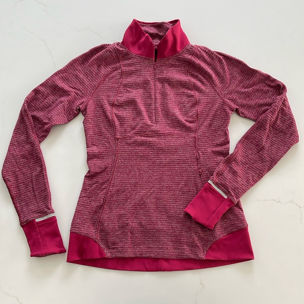 Lululemon Athletica 3/4 zip pullover in women's medium color raspberry